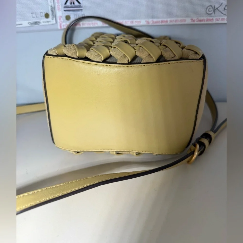 Tory Burch McGraw Woven Embossed Small Bucket Bag